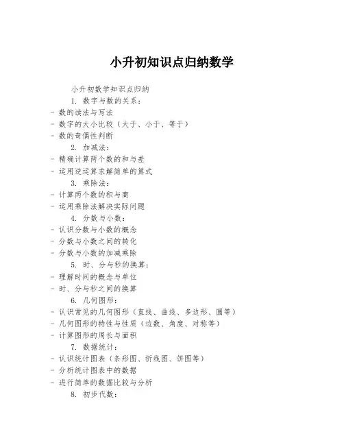 小升初知识点归纳数学
