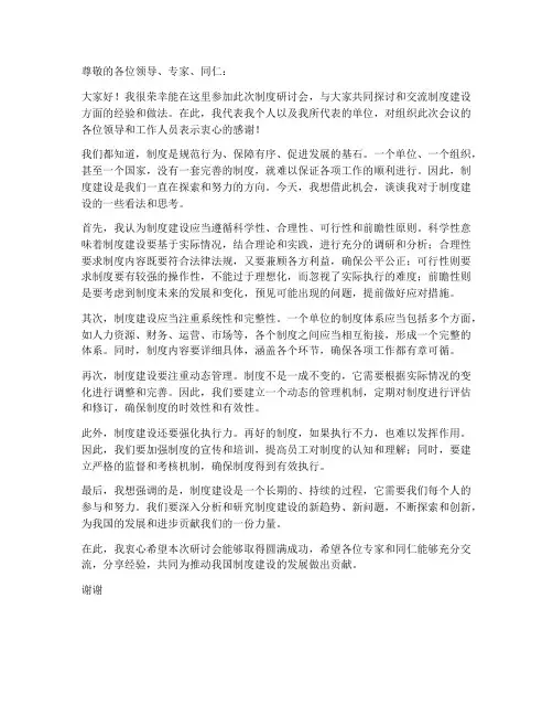 制度研讨会发言材料模板