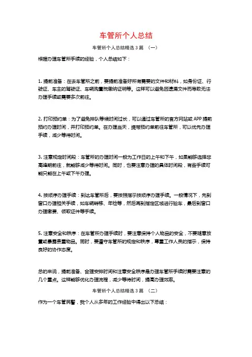 车管所个人总结3篇