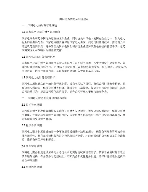 国网电力的财务制度建设