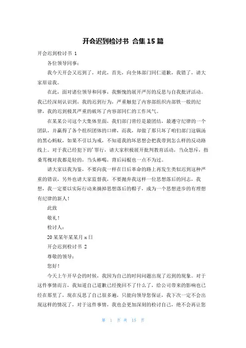 开会迟到检讨书 合集15篇