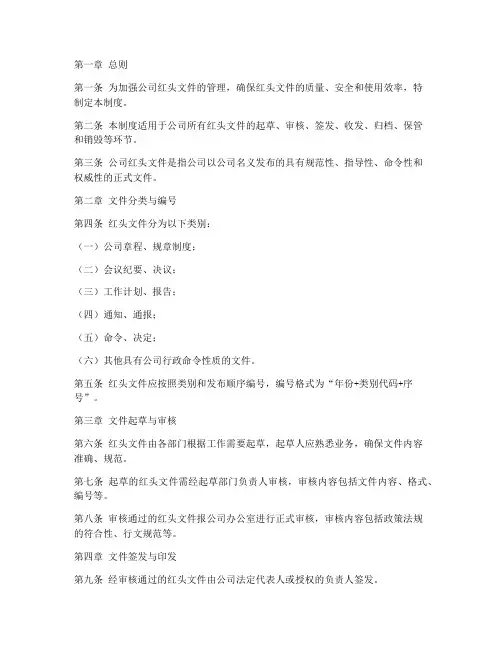 公司红头文件管理制度模板