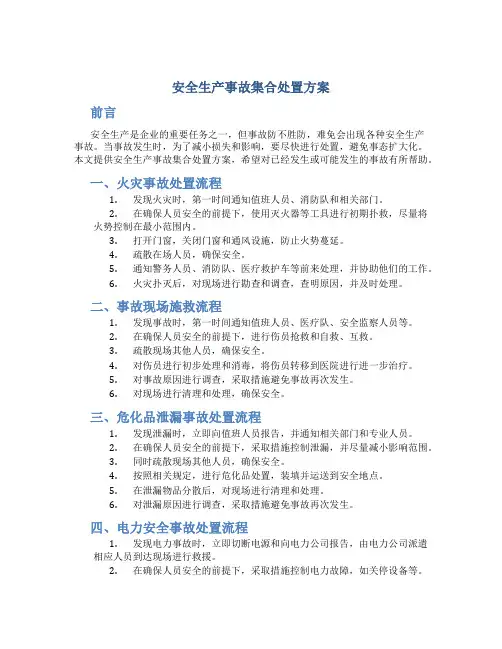 安全生产事故集合处置方案