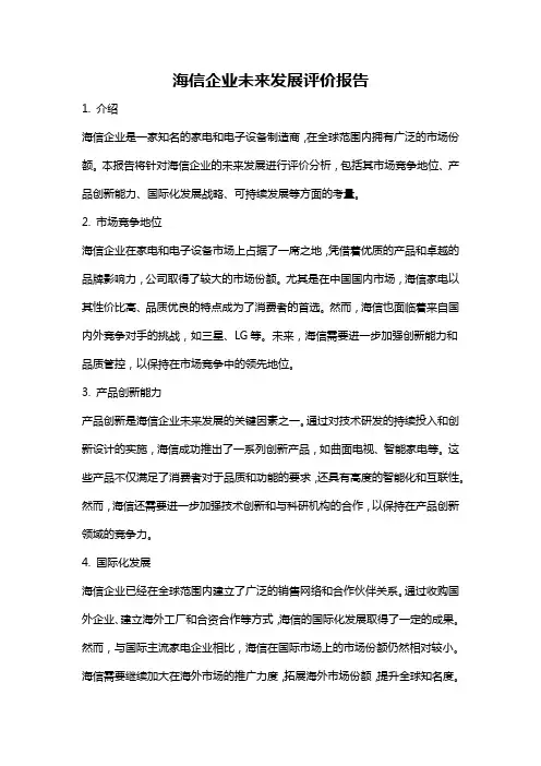海信企业未来发展评价报告