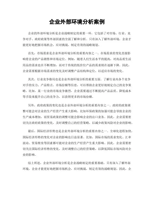 企业外部环境分析案例