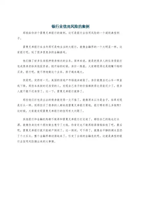 银行业信用风险的案例
