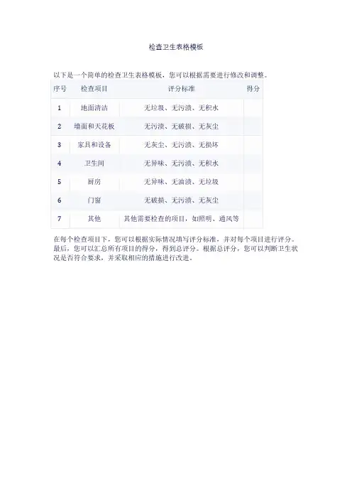 检查卫生表格模板