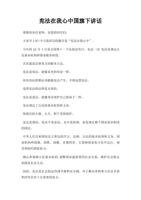 宪法在我心中国旗下讲话三篇
