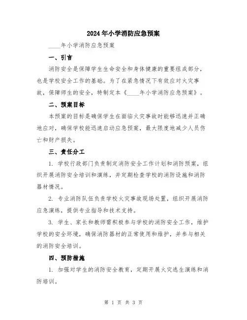2024年小学消防应急预案