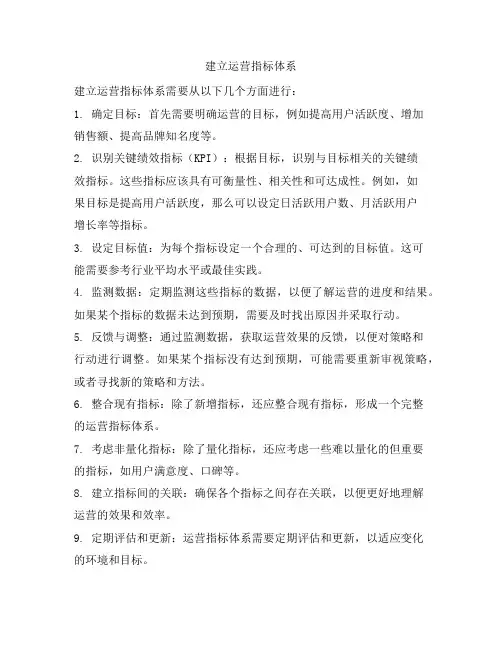 建立运营指标体系