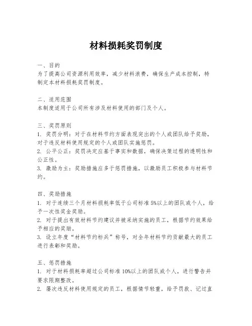 材料损耗奖罚制度