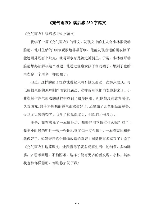 《充气雨衣》读后感250字范文