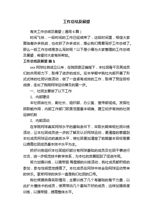 有关工作总结及展望（通用6篇）