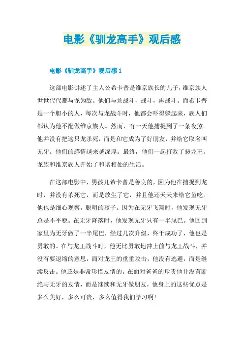 电影《驯龙高手》观后感