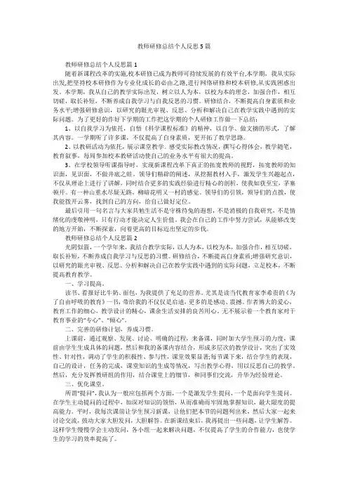教师研修总结个人反思5篇