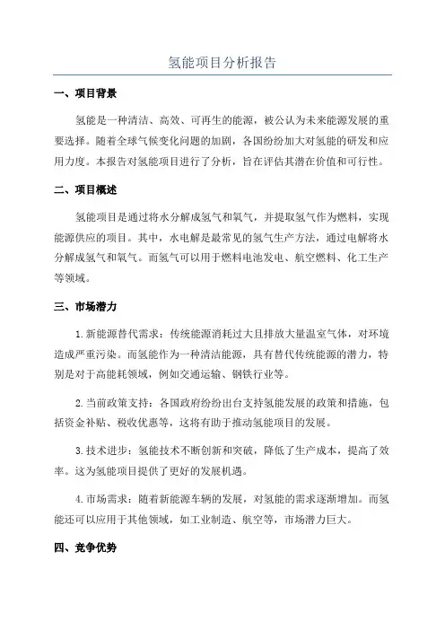 氢能项目分析报告