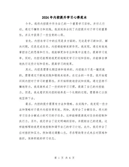 2024年内控提升学习心得范本(3篇)