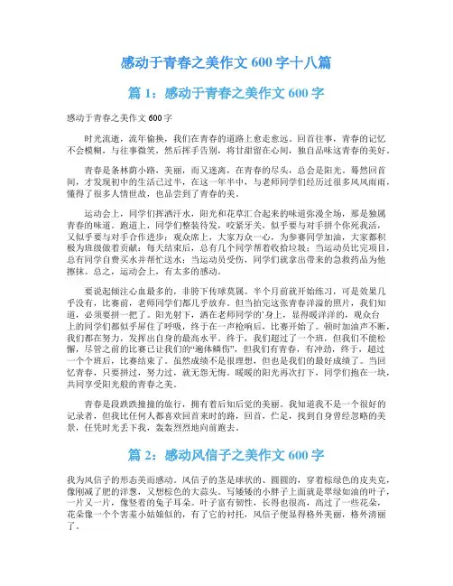 感动于青春之美作文600字十八篇
