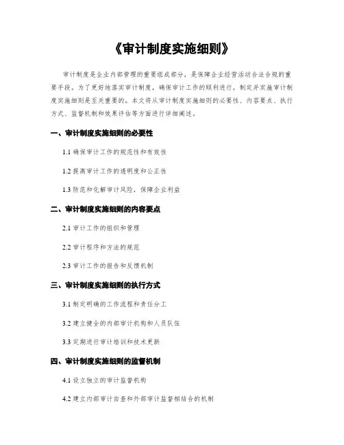 《审计制度实施细则》