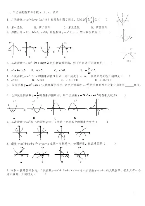 二次函数的图像与系数a、b、c的关系经典习题