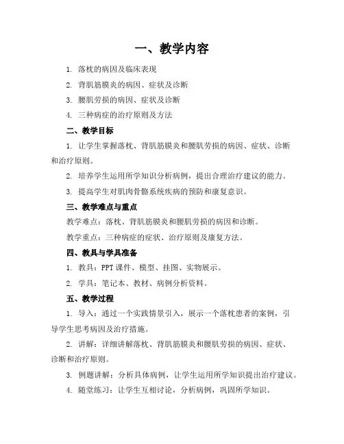 落枕、背肌筋膜炎、腰肌劳损参考课件.
