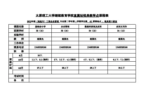 12级专科工商企业管理第四学期课表