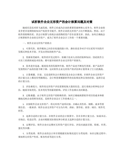 试析软件企业无形资产的会计核算问题及对策