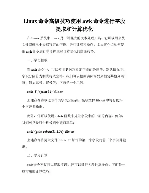 Linux命令高级技巧使用awk命令进行字段提取和计算优化
