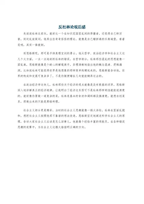 反杜林论观后感