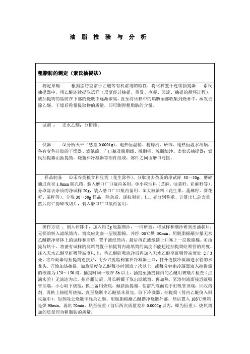 粗脂肪的测定