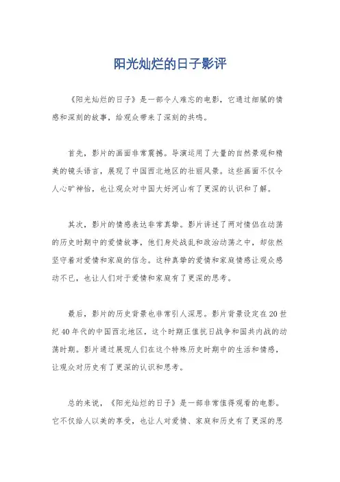 阳光灿烂的日子影评