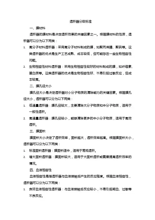 透析器分级标准