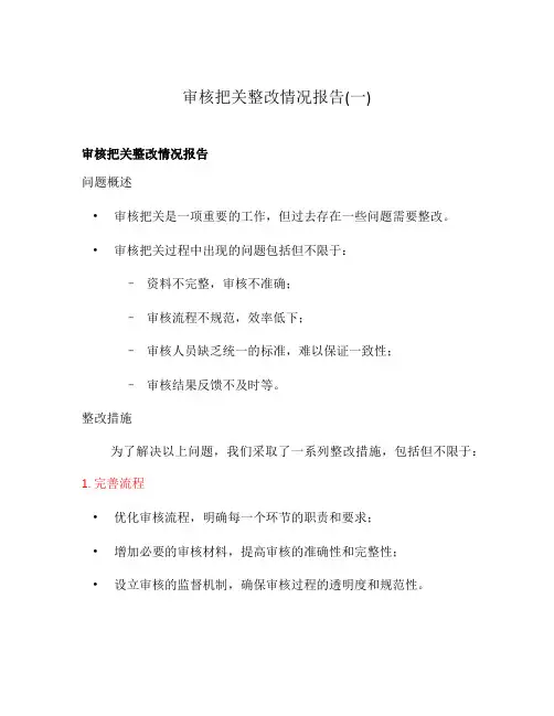 审核把关整改情况报告(一)