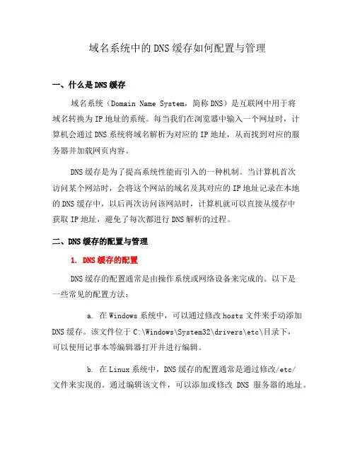 域名系统中的DNS缓存如何配置与管理(一)