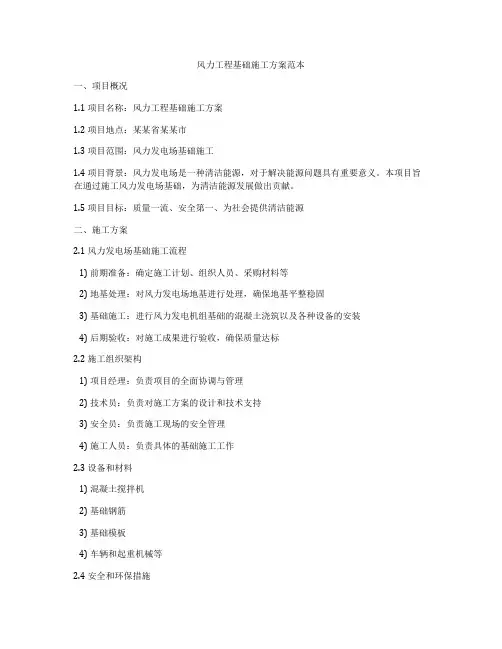 风力工程基础施工方案范本