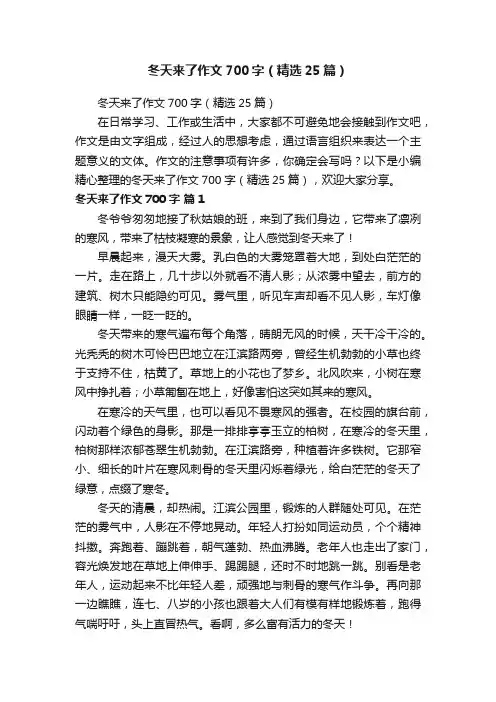 冬天来了作文700字（精选25篇）