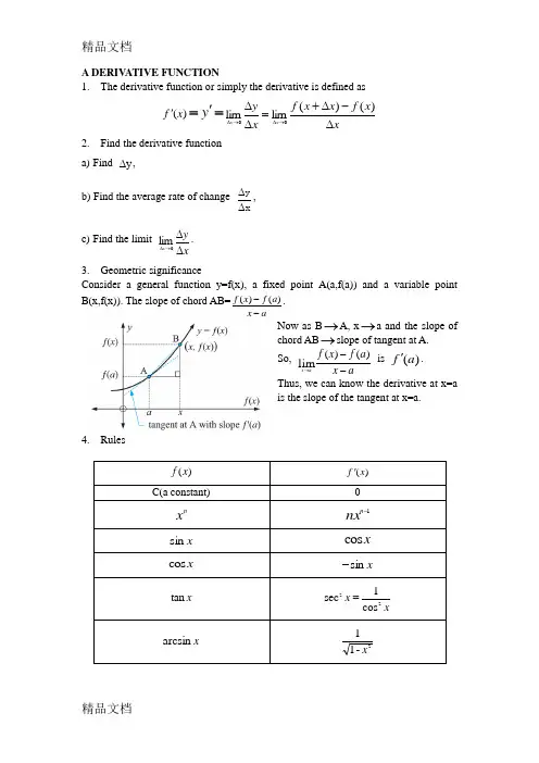 最新-AP微积分CALCULUS知识点总结