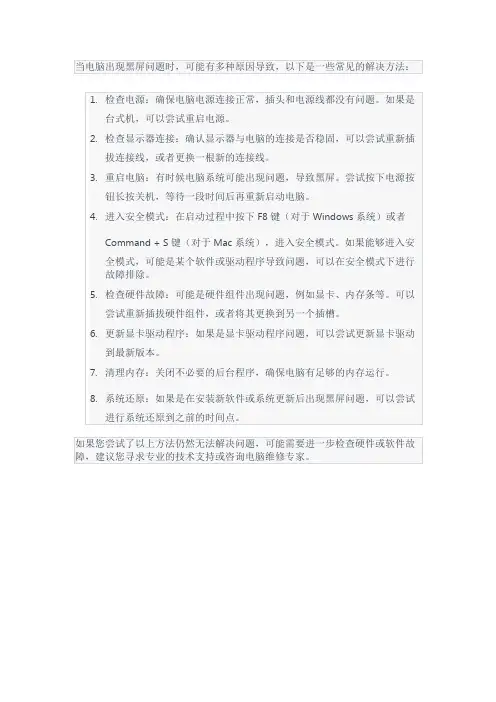 电脑黑屏 -回复