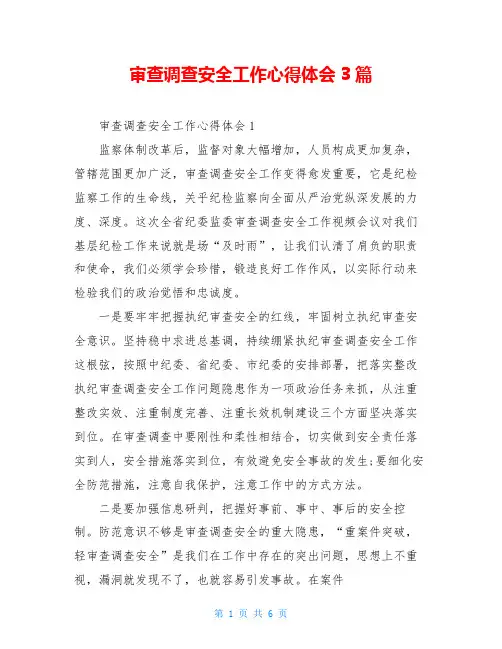 审查调查安全工作心得体会3篇