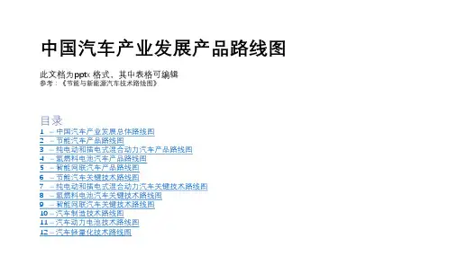 中国汽车产业发展产品及关键技术路线图