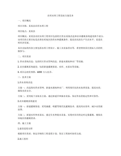 农村水利工程竞标方案范本