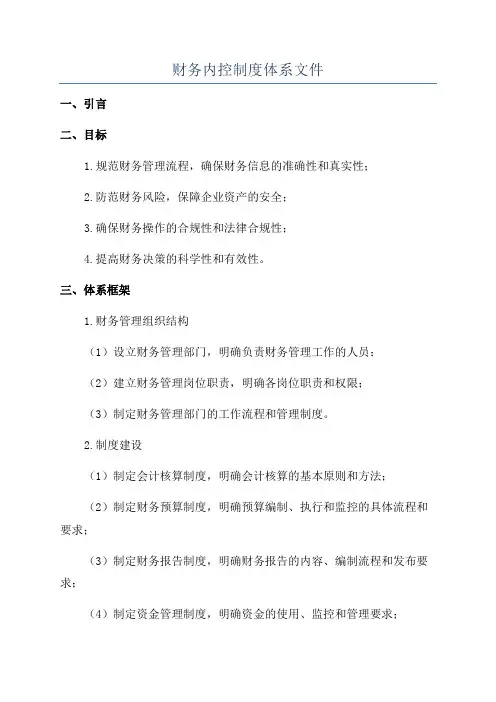 财务内控制度体系文件