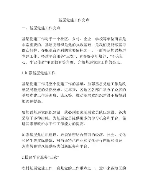 基层党建工作亮点