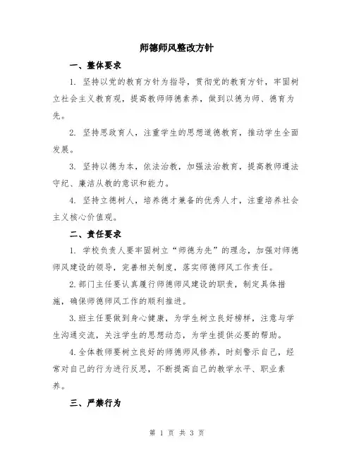师德师风整改方针