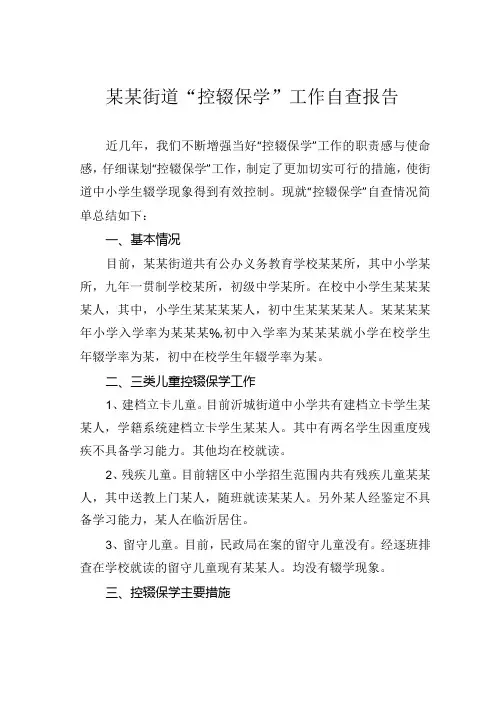 某某街道“控辍保学”工作自查报告