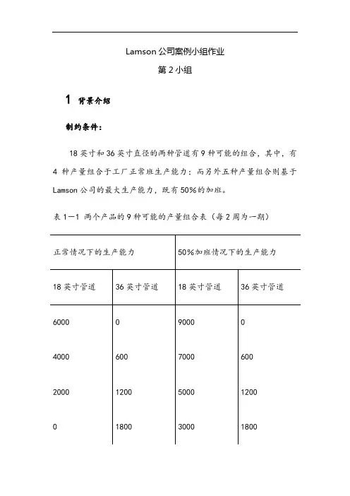 lamson公司案例小组作业xiaozuzuoye--mba