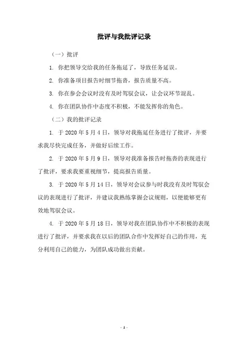 批评与我批评记录