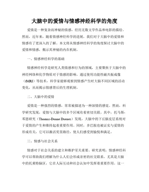 大脑中的爱情与情感神经科学的角度