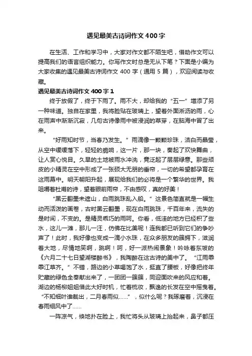 遇见最美古诗词作文400字（通用5篇）