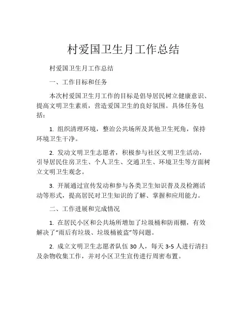 村爱国卫生月工作总结